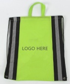 Drawstring bag with two reflective strips